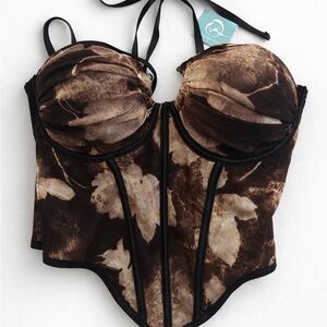 Fashion Nova Brown and Black Crop Top